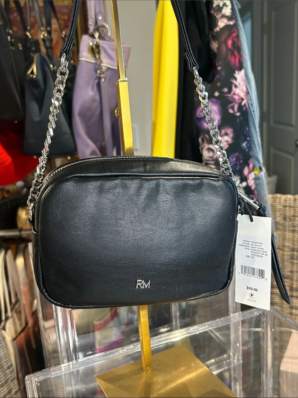 Rebecca Minkoff Quilted Black Diamond Crossbody/Chain Strap 7.5”x 2”x 5.25” NWT